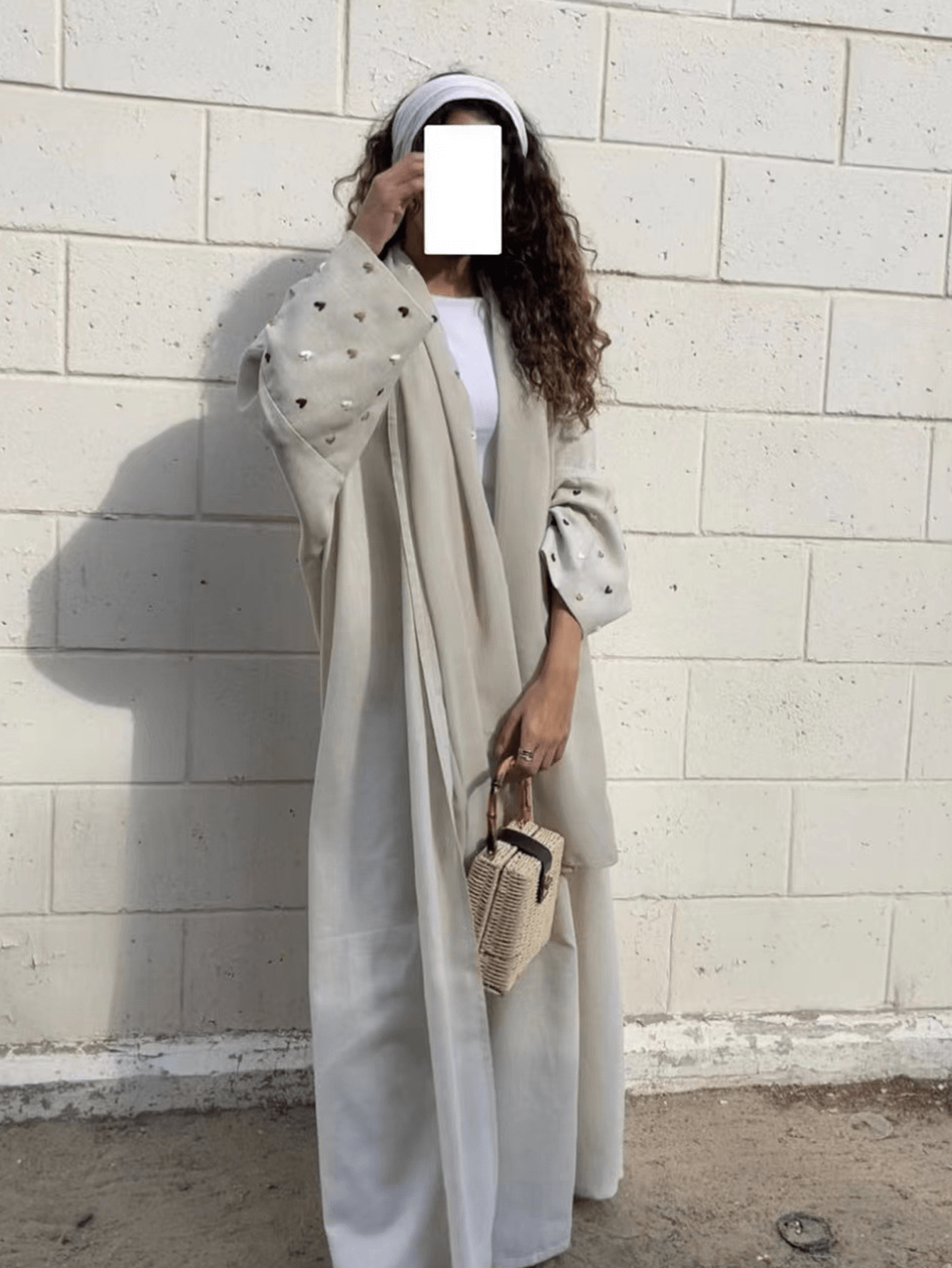 Women's Valentine's Day Fashion Heart Embroidered Dubai Turkey Long Cardigan