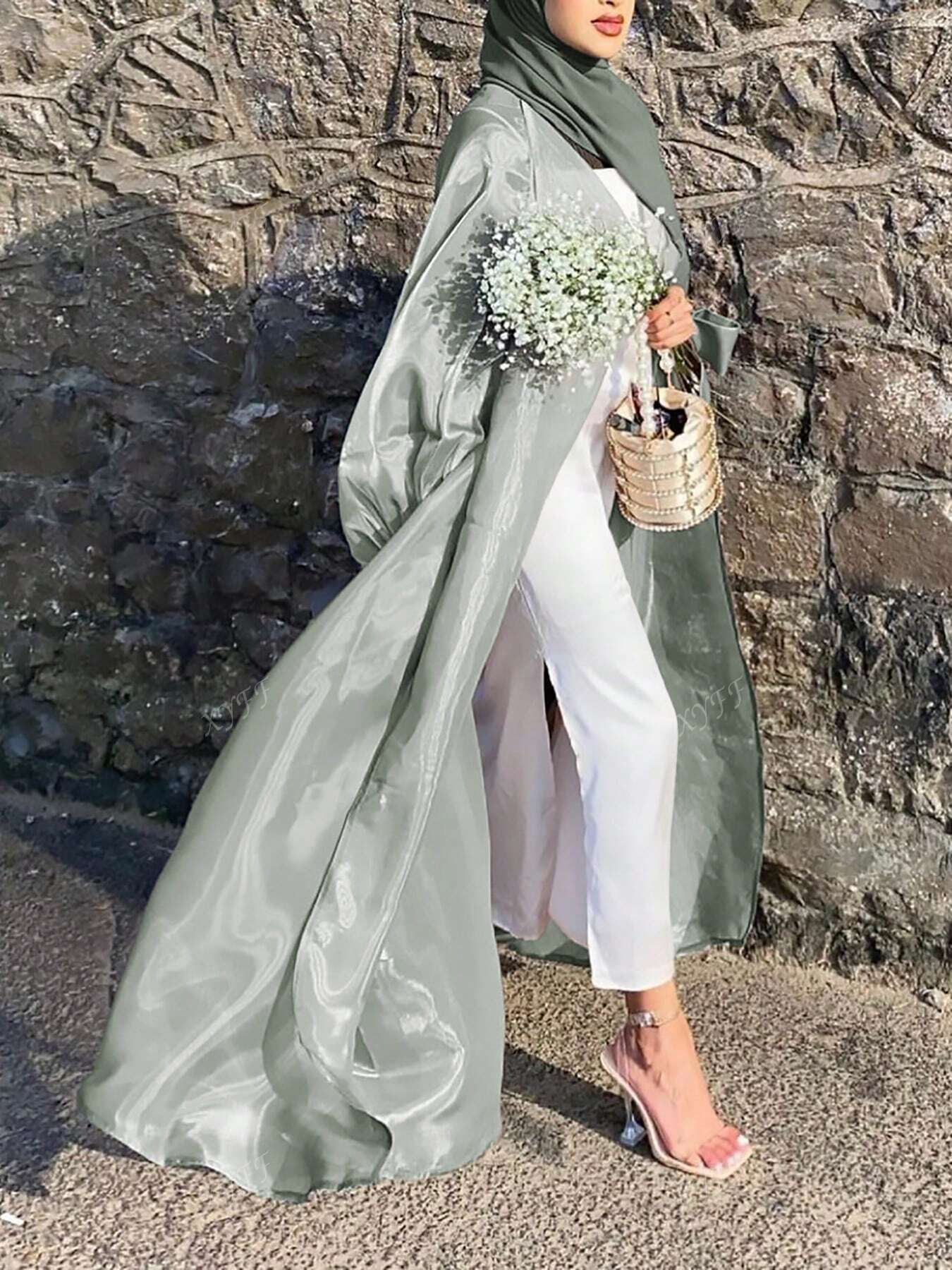 Spring And Summer New Women's Puff Sleeve Cardigan Dubai Elegant Long Dress