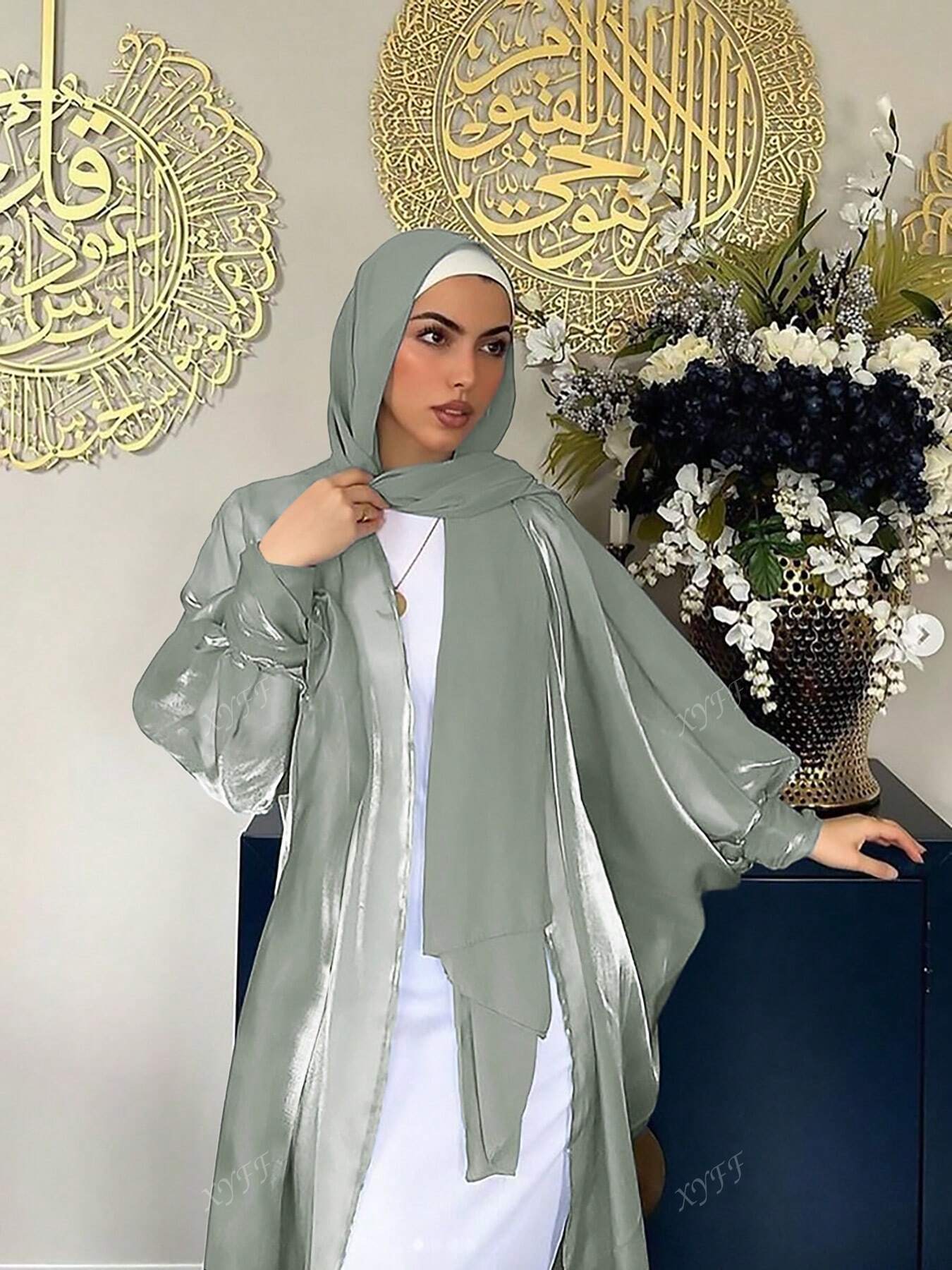 Spring And Summer New Women's Puff Sleeve Cardigan Dubai Elegant Long Dress