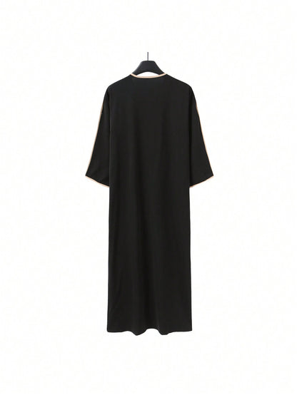 Islamic Loose Men's Robe Embroidered Moroccan Men's Traditional Casual Festival Robe