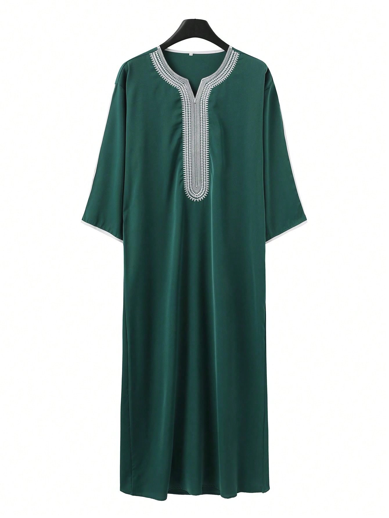 Islamic Loose Men's Robe Embroidered Moroccan Men's Traditional Casual Festival Robe