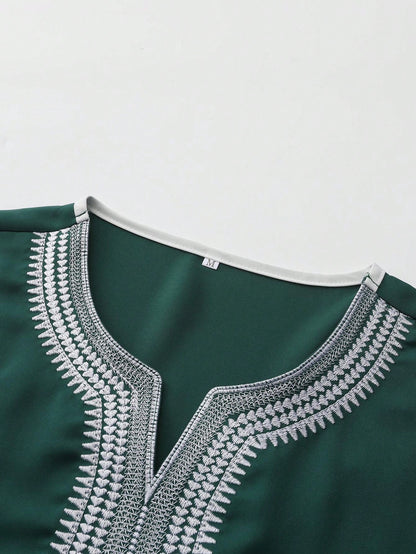 Islamic Loose Men's Robe Embroidered Moroccan Men's Traditional Casual Festival Robe