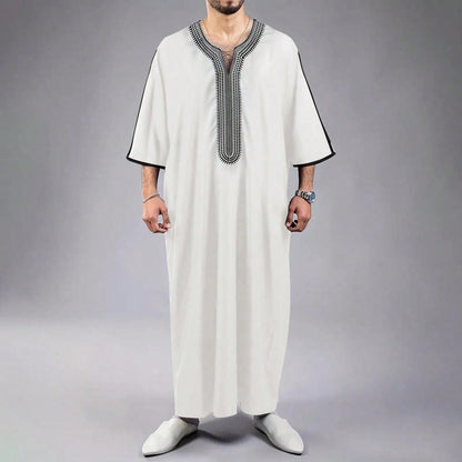 Islamic Loose Men's Robe Embroidered Moroccan Men's Traditional Casual Festival Robe