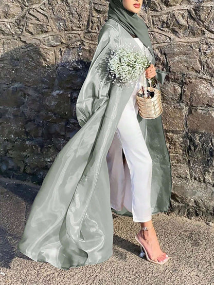 Spring And Summer New Women's Puff Sleeve Cardigan Dubai Elegant Long Dress